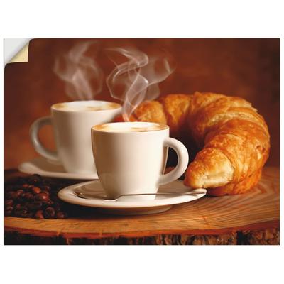 Wandbild ARTLAND "Dampfender Cappuccino und Croissant", braun (farbe bild(er): braun), B:60cm H:45cm T:0,1cm, Dekorfolie, Bilder, als Leinwandbild, Poster, Wandaufkleber in verschied. Größen Image