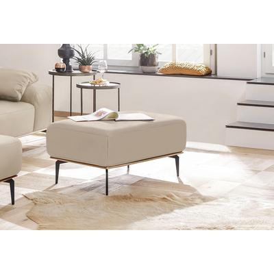 Polsterhocker W.SCHILLIG "run", beige (elfenbein z73), B:75cm H:46cm T:60cm, Longlife Xtra-Leder Z73: Naturwalkleder der Luxusklasse aus den erlesensten Rohhäuten. Hautstärke 1, 1 u2013 1, 3 mm, ROHLEDER Chenille-Flachgewebe Q2 W77 (68% Polyacryl,... Image