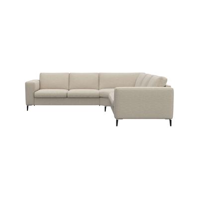 Ecksofa FLEXLUX "Fiore, gleichschenklig, super Sitzkomfort durch Kaltschaum im Sitz", weiß (sanftes weiß), B:257cm H:85cm T:92cm, 100% Polyester, Sofas, breite Armlehnen, Füße Alu+schwarz Image