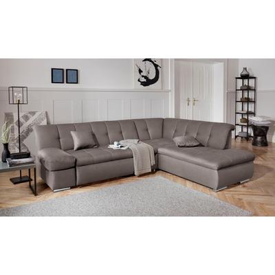 Ecksofa DOMO COLLECTION "Mona L-Form", grau (stone), B:271cm H:80cm T:213cm, Struktur fein 100% Polyester, Chenilleoptik 100% Polyester, Sofas, wahlweise mit Bett- und Armlehnfunktion Image