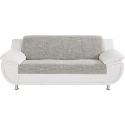 3-Sitzer TRENDMANUFAKTUR "Rondo 3, zeitlos und modern, bequem, Materialmix", weiß (weiß, cappuccino), B:207cm H:85cm T:94cm, Luxus-Microfaser ALCAZAR (100% Polyester) / Feinstruktur (100% Polyester), Kunstleder SOFTLUX / Struktur (77% Polyester; 23%... Image
