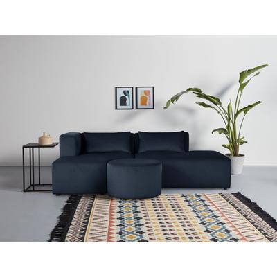 Ecksofa LEONIQUE "Alexane L-Form", blau, B:219cm H:70cm T:150,5cm, Sofas, zusammengesetzt aus Modulen, in vielen Bezugsqualitäten und Farben. Image