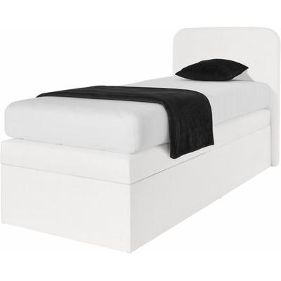 Boxspringbett, weiß, B:105cm L:212cm, Box und Kopfteil: Microvelours (100% Polyester) oder Kunstleder (Polyurethan), Bezug der Obermatratze: 100% Polyester, WESTFALIA SCHLAFKOMFORT, Komplettbetten, Boxspringbett, wahlweise mit Bettkasten Image