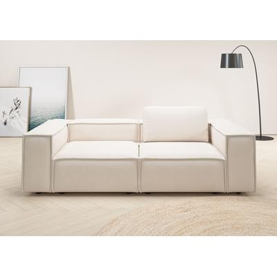 2-Sitzer PLACES OF STYLE "Watertown, modernes Sofa 246 cm breit, auch in Feincord", beige (nature), B:246cm H:68cm T:118cm, 100% Polyester, Sofas, stilvolles Sofa für 2 Personen mit extra breiter Sitzfläche Image