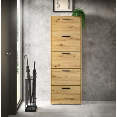 Schuhkommode HBZ "Sam Schuhkipper, Schuhschrank BxHxT 59x169x17 cm", braun (artisan, artisan), B:59cm H:169cm T:17cm, Holzwerkstoff, Sideboards, mit 5 Klappen Image
