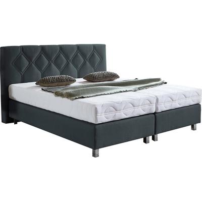 Boxspringbett "Phönix", grau (charcoal), B:175cm L:210cm, Bezug Bett: Microvelours (100% Polyester) oder Feinstruktur (100% Polyester), Bezug Bonnell-Federkernmatratze: 100% Polyester, Bezug Kaltschaummatratze: 100% Polyester, Bezug... Image