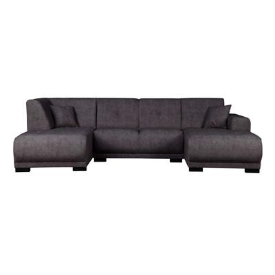 Wohnlandschaft HOME AFFAIRE "Langeland U-Form", schwarz, B:297cm H:85cm T:163cm, 100% Polyester, Sofas, incl. 2 Zierkissen, Recamiere wahlweise links oder rechts Image
