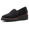 Slipper CLARKS "Sharon Dolly", Damen, Gr. 37,5, schwarz, Veloursleder, casual, Schuhe, Loafer, Slipper mit Keilabsatz