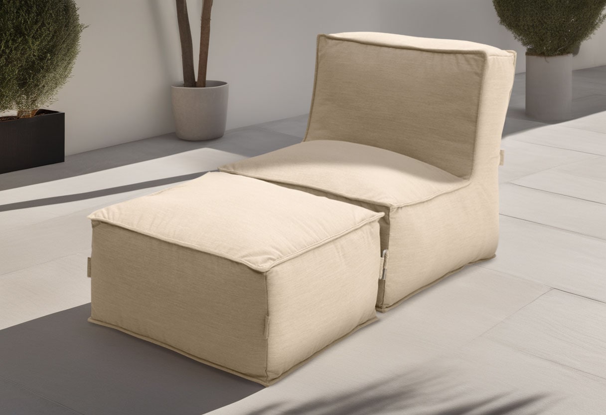 Sofaelement DOMO COLLECTION "Fiu: einfach aufblasbar, für Camping, Garten, Terrasse, Balkon", beige, B:75cm H:73cm T:115cm, 100% Olefin, Polsterelemente, wetterfester Outdoor Sessel 75/115/73 cm, klein verstaubar
