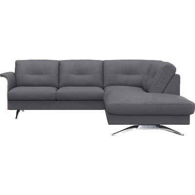 Ecksofa FLEXLUX "Glow, super bequem durch hochwertigem Sitzaufbau mit Federkern, L-Form", blau (navy blau), B:236cm H:81cm T:224cm, 62% Polyester/17%Baumwolle/14%Viscose/7%Leinen, Sofas, Modernes skandinavisches Design Image