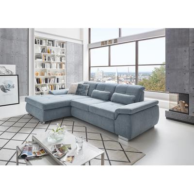 Ecksofa DIE PLANBAR "MP-IN16037 L-Form mit Kaltschaum-Polsterung", blau (ice), B:289cm H:85cm T:195cm, 100% Polyester, Sofas, mit Sitztiefenverstellung & Zierkissen Image