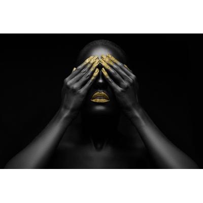 Acrylglasbild QUEENCE "Horus", gold (farbe bild(er): schwarz, goldfarben), B:150cm H:100cm, Bilder, von Hand eingearbeitete Blattgold Applikationen Image