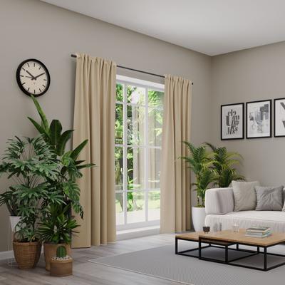 Vorhang NEUTEX FOR YOU "BELMONDO", beige (leinen), B:138cm H:215cm, Polyester, Gardinen, Uni mit samtiger Oberfläche, nach Maß Image