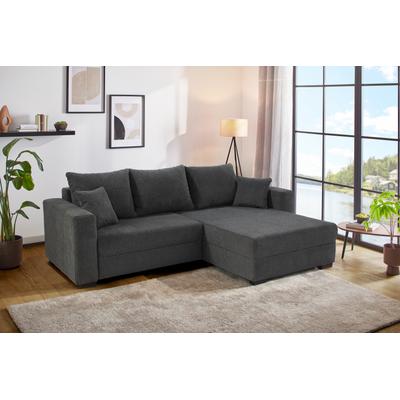 Ecksofa JOCKENHÖFER GRUPPE "Saalbach, L-Form, Breite 261cm", grau (anthrazit), B:261cm T:90cm, Korpus: 100% Polyester, Kissen: 100% Polyester, Sofas, inkl. Bettfunktion & Bettkasten, Ottomane links/rechts montierbar Image