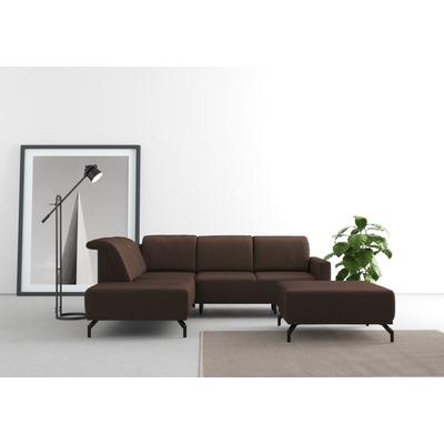 Ecksofa SIT & MORE "Bailando L-Form", braun (dunkelbraun), B:249cm H:84cm T:205cm, Sofas, wahlweise mit Kopfteilverstellung und Vorziehsitz, motorisch Image