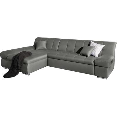 Ecksofa DOMO COLLECTION "Mona L-Form", grau (steel), B:297cm H:80cm T:173cm, Struktur fein 100% Polyester, Chenilleoptik 100% Polyester, SOFTLUX/Struktur fein 100% Polyester, Sofas, wahlweise mit Bettfunktion Image