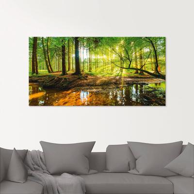 Glasbild ARTLAND "Wald mit Bach", grün (farbe bild(er): grün), B:20cm H:20cm, Bilder, in verschiedenen Größen Image