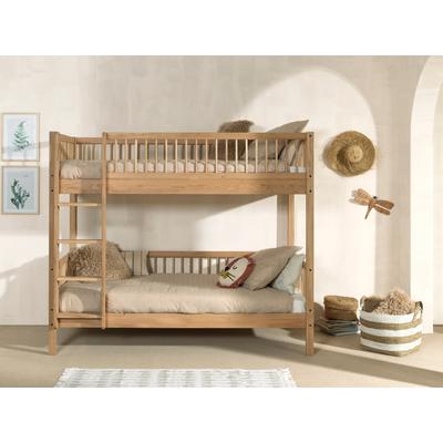 Etagenbett HOME AFFAIRE "Eiche massiv, Made in Europe, langlebige Qualität", braun (eiche, eiche natur geölt, eiche natur geölt, eiche natur geölt), B:104,9cm H:175,4cm L:207,5cm, Etagenbetten, 2 Lattenroste, wahlweise mit oder ohne Bettschublade... Image