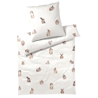Bettwäsche ELEGANTE "Bunnies", beige (leinen), B/L: 155cm x 220cm, , Mako-Satin, B/L: 80cm x 80cm, Mako-Satin, Obermaterial: 100% Baumwolle, Bettwäsche, angenehmes Hautgefühl Image