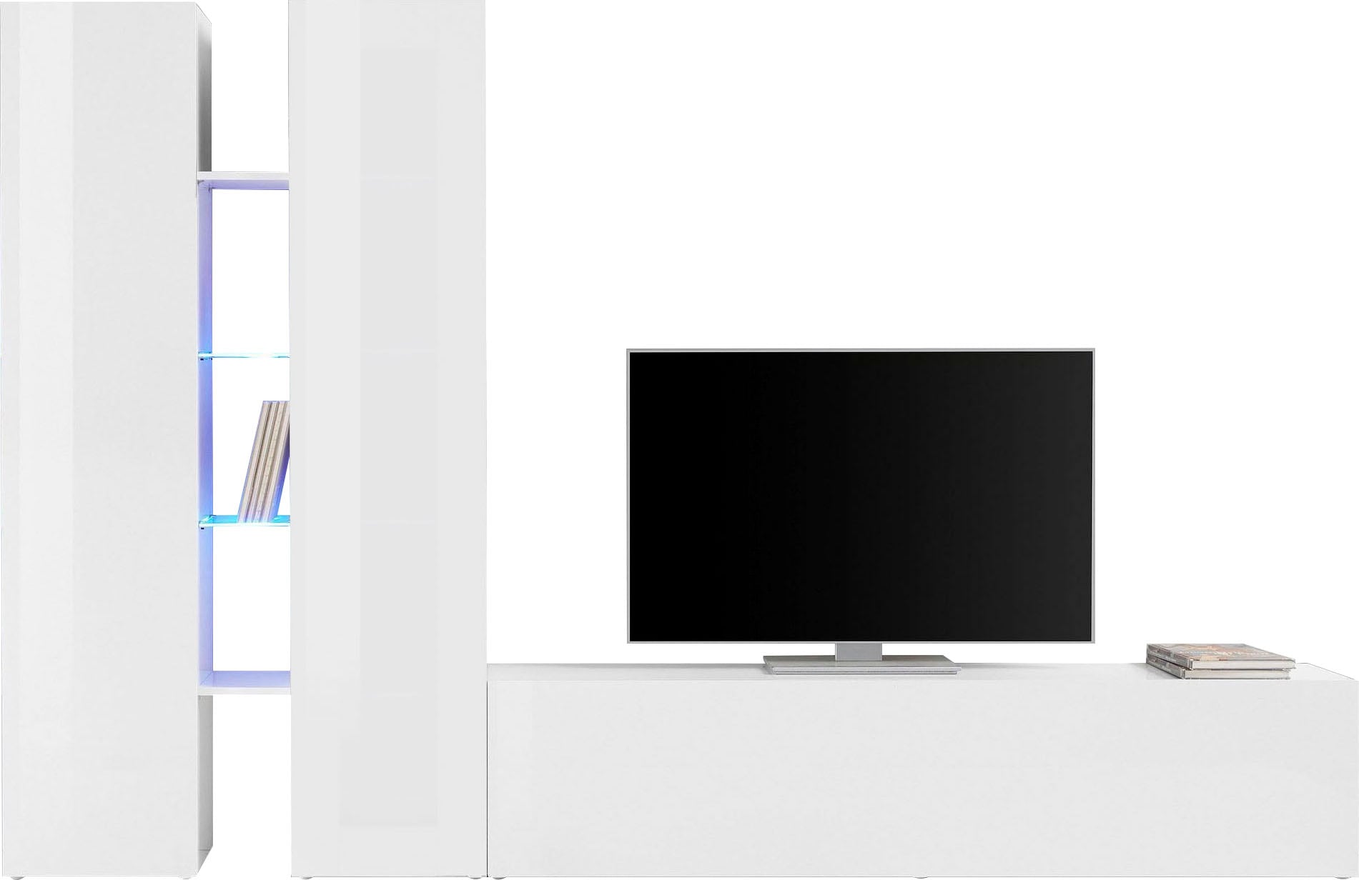 Wohnwand INOSIGN "Maruska", weiß (weiß hochglanz, weiß hochglanz), B:280cm H:180cm T:30cm, Spanplatte, Kastenmöbel-Sets