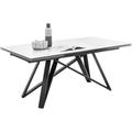Esstisch STOLKOM "Charly Esszimmertisch Keramik, ausziehbar 280 cm, BxHxT 180x75x95 cm", weiß (weiß, schwarz, weiß), H:75cm, Tische, Keramikoberfläche,Tischplatte beidseitig ausziehbar 180 auf 280 cm