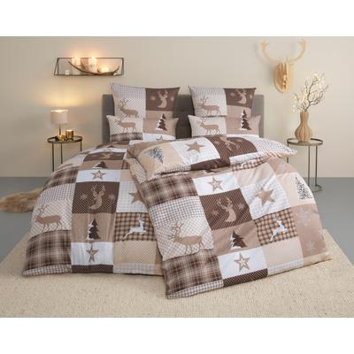 Bettwäsche HOME AFFAIRE "Nicholas", beige, B/L: 135cm x 200cm, , Microfaser, B/L: 40cm x 80cm, Microfaser, Obermaterial: 100% Polyester, Bettwäsche, Weihnachtsbettwäsche, Winter Image