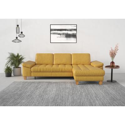 Ecksofa SIT & MORE "Westham L-Form", gelb (dijon), B:275cm H:88cm T:172cm, 100% Polyester, Sofas, mit Recamiere, mit oder ohne Bettfunktion, Bettkasten, Füße Eiche Image