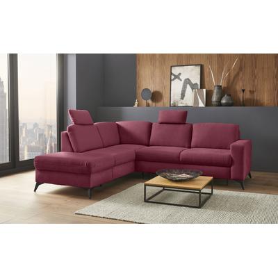 Ecksofa PLACES OF STYLE "Lolland L-Form", rot (bordeaux), B:249cm H:88cm T:212cm, Struktur imprägniert - feucht abwischbar (100% Polyester), Struktur Flausch (90% Polyester, 10% Polyamid), Luxus-Microfaser ALTARA NUBUCK (100% Polyester), Sofas,... Image
