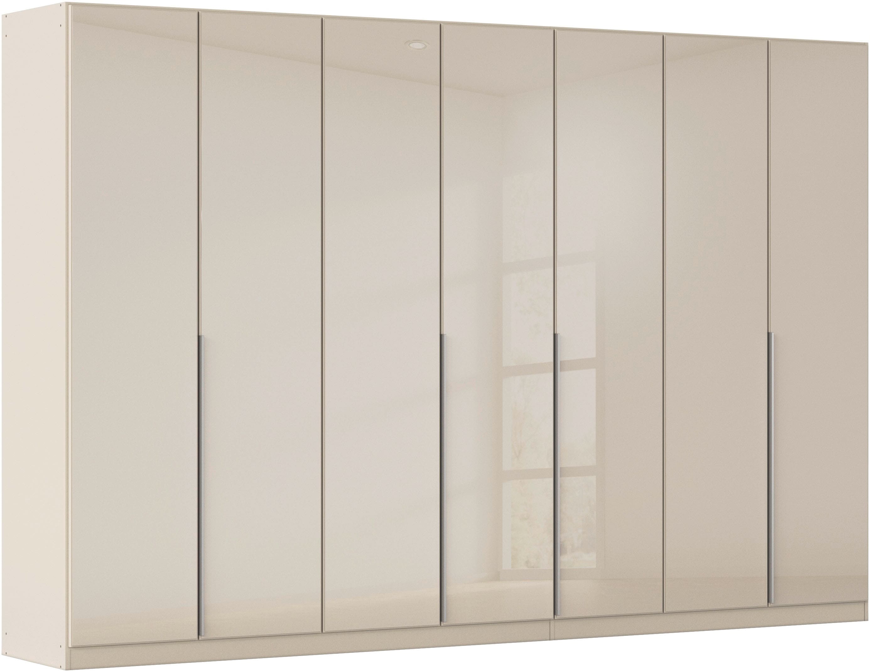 Drehtürenschrank RAUCH "Kleiderschrank Kleiderschränke Schrank Garderobe AGORDO mit Glasfront", beige (beige, glas beige (champagner)), B:315cm H:229cm T:54cm, Holzwerkstoff, Schränke, durchdachte Innenausstattung, in 7 Breiten und 2 Höhen MADE IN... Image
