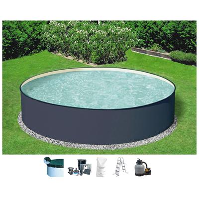 Rundpool KONIFERA "Gomera 3", grau (anthrazit), H:90cm Ø:350cm, Schwimmbecken, moderne graue Optik mit sandfarbener Poolinnenfolie in versch. Größen Image