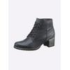 Schnürstiefelette HEINE, Damen, Gr. 35, blau (marine), Leder, Glattleder, modisch, Schuhe