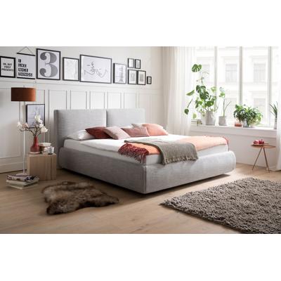 Polsterbett MEISE.MÖBEL "Atesio", grau (hellgrau), B:199cm H:103cm L:225cm, Bezug Bett: Stoff (90% Polyester, 10% Baumwolle), Betten, Wahlweise mit Lattenrost, Matratze und Bettkasten Image