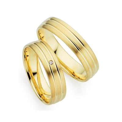 Trauring PHÖNIX "Schmuck Geschenk Gold 333 Trauring Ehering LIEBE versch. Varianten" Gr. 60, gold (gelbgoldfarben), Fingerringe, 60, 0,01 ct SI = kleine Einschlüsse mit Brillant, Gelbgold 333, 5,0mm, Made in Germany, wahlweise mit oder ohne Brillant Image