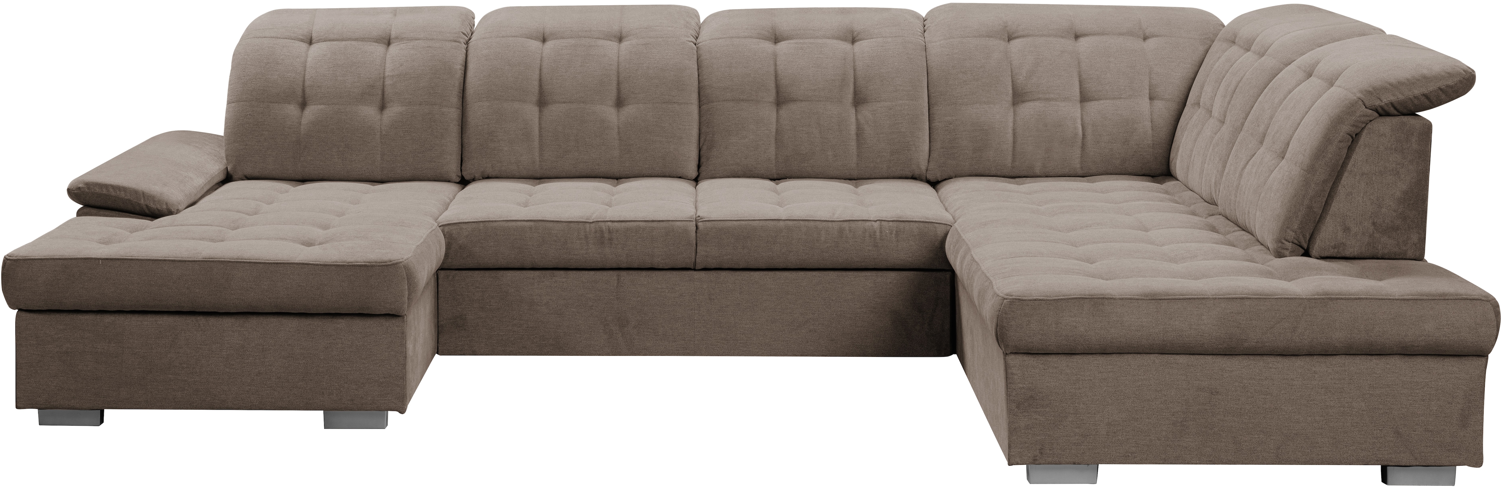 Wohnlandschaft WERK2 "Kordula-New Multifunktion Couch, Breite 332cm, bequem, U-Form", beige, B:332cm H:105cm T:217cm, 95% Polyester, 5% Nylon, Sofas, Wohnlandschaft, Sofa in U-Form mit Schlaffunktion & Bettkasten, Schlafcouch