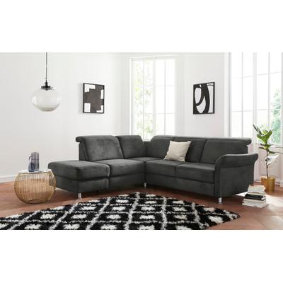 Ecksofa SIT & MORE "Darwin L-Form", blau (antrazith), B:249cm H:83cm T:221cm, Sofas, inklusive Federkern, wahlweise mit Kopfteilverstellung, Bettfunktion Image