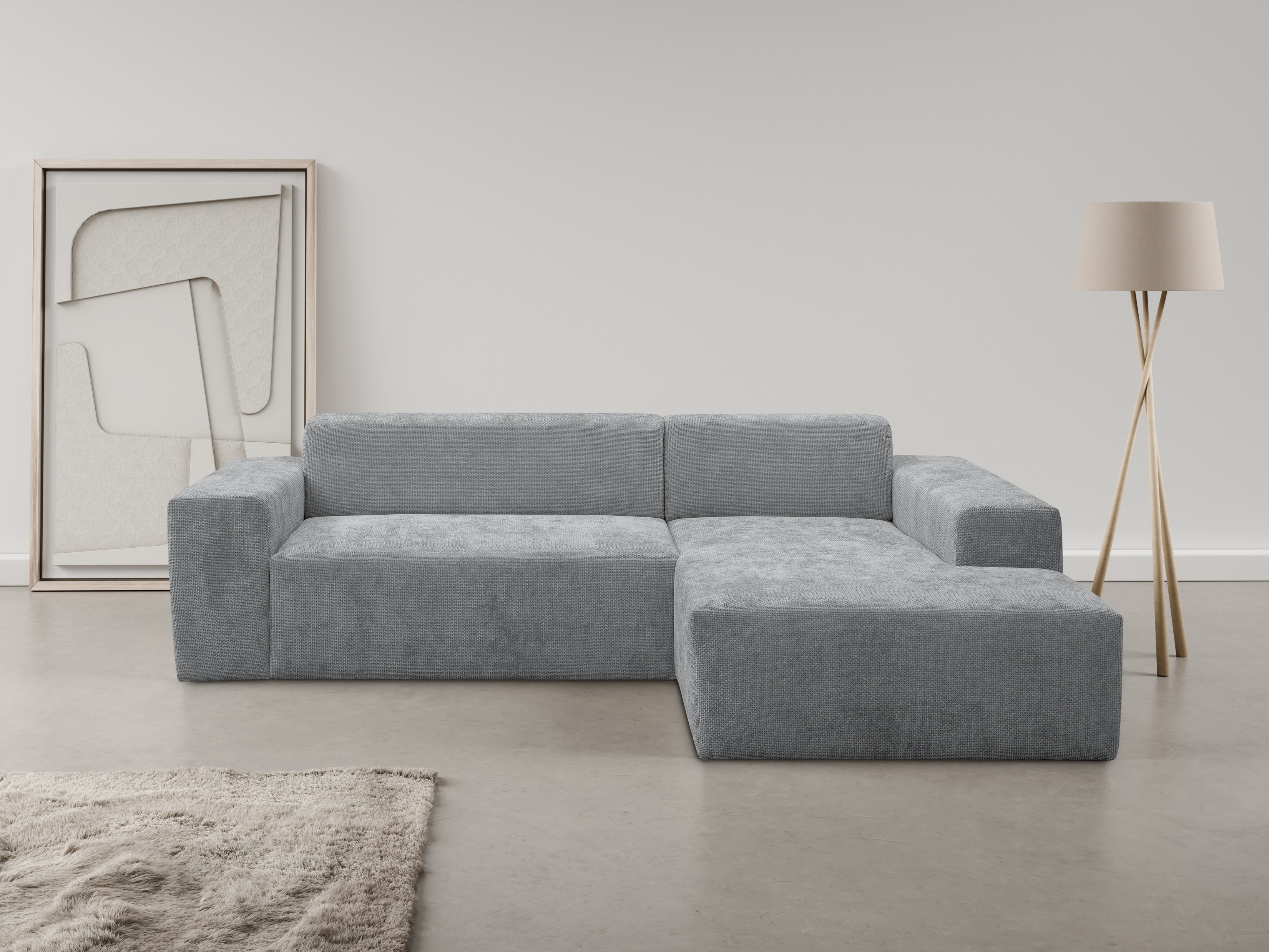 Ecksofa OTTO HOME "Zeus-L modern & zeitlos, Breite 253 cm, bequemes Sofa", grau, B:253cm H:70cm T:188cm, 100% Polyester, Sofas, Ecksofa, Curvy Trend Ecksofa mit urbaner Optik