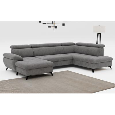 Wohnlandschaft COTTA "Hudson U-Form", grau (mouse), B:324cm T:207cm, Sofas, mit Kopfteilverstellung, wahlweise mit Bettfunktion & Bettkasten Image