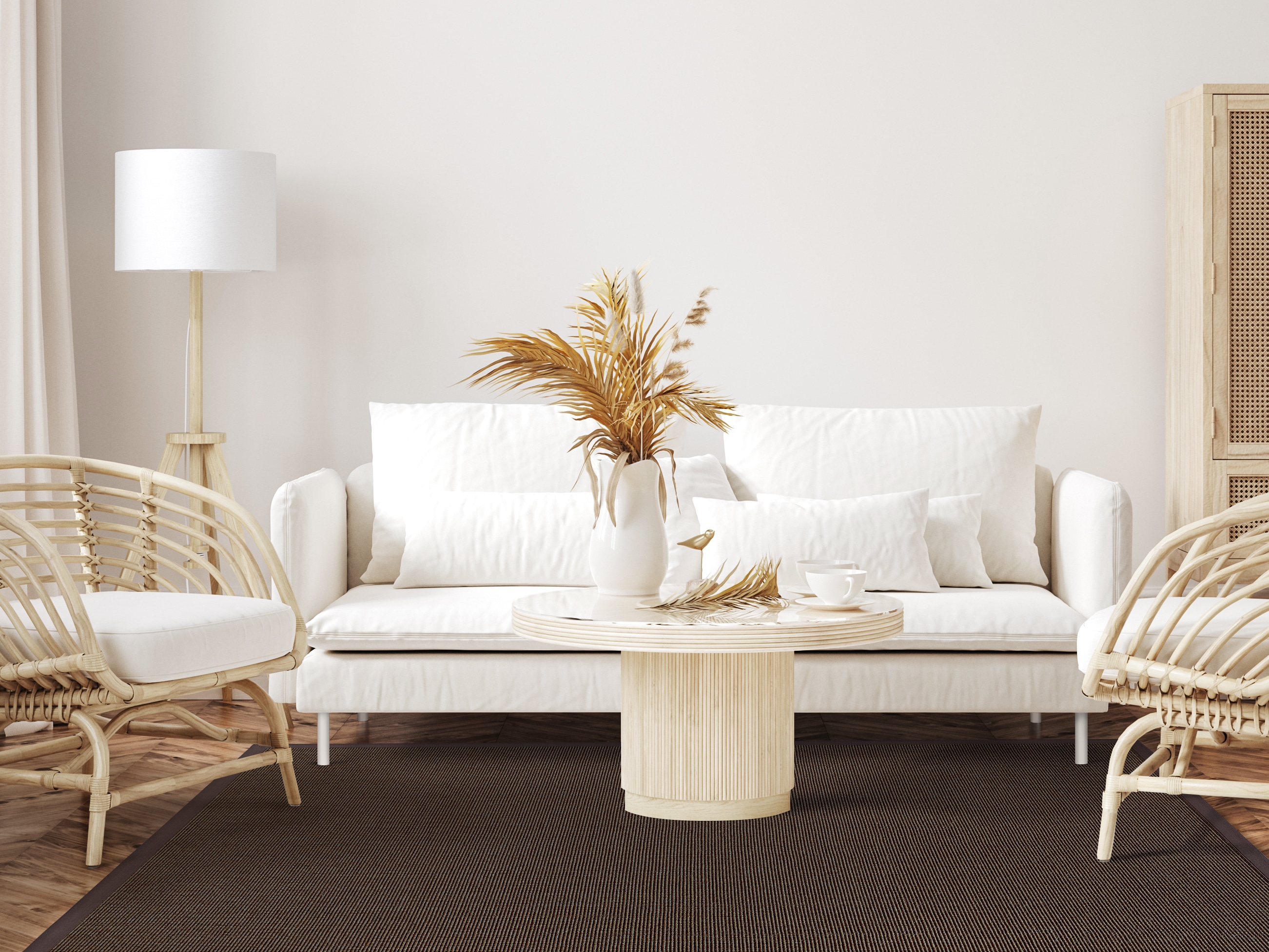 Sisalteppich DEKOWE "Mara S2 mit Bordüre Spezial", braun (mocca), B:270cm H:5mm L:300cm, Sisal, Teppiche, Sisalteppich, 100% Sisal, auch als Läufer, Wohnzimmer Image