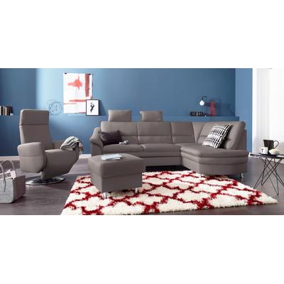 Hocker SIT & MORE "Cardoso", grau (hellgrau), B:58cm H:47cm T:58cm, Luxus-Microfaser (90% Polyester, 10% Polyamid), Flachgewebe (100% Polyester), Struktur (100% Polyester), Hocker, Polsterhocker Image