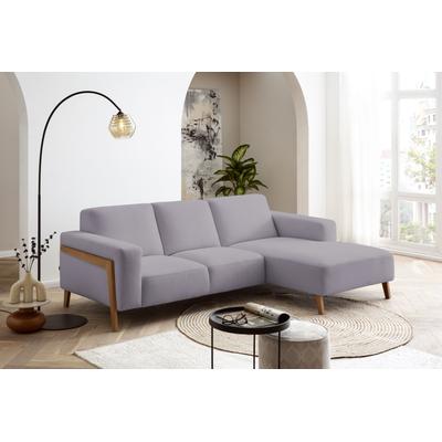 Ecksofa EXXPO - SOFA FASHION "Starr Scandic Design, tolle Verarbeitung, bequem, Sichtholz am Armteil", lila, B:250cm H:84cm T:163cm, Sofas, L-Form, wahlw. elektrische Sitztiefenverstellung, Massivholzfüße Image