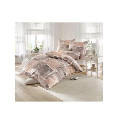 Bettwäsche BIBERNA Gr. 2, beige (taupe), B/L: 155cm x 200cm, 3 tlg., Seersucker, Seersucker, B/L: 80cm x 80cm, Seersucker, 100% Baumwolle, Bettwäsche Image