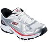 Slip-On Sneaker SKECHERS "STAMINA SPORT", Herren, Gr. 45, silber (weiß, silberfarben), Leder, Mesh, sportlich, Schuhe, Trainingsschuh, Retro Sneaker mit Slip-ins