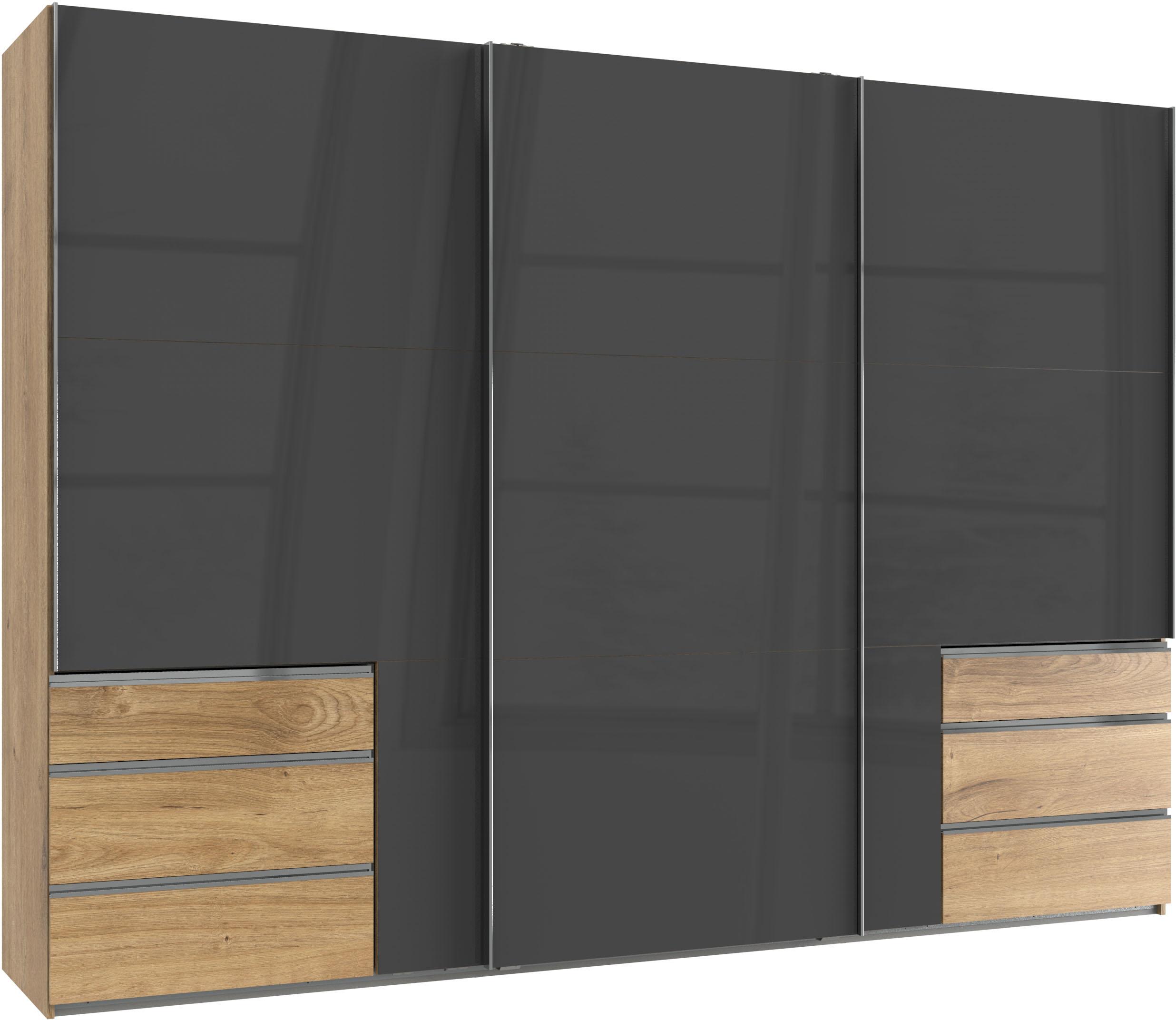 Schwebetürenschrank WIMEX "Level by fresh to go", grau (plankeneichefarben, grauglas), B:300cm H:216cm T:65cm, Schränke, mit Glastüren Image