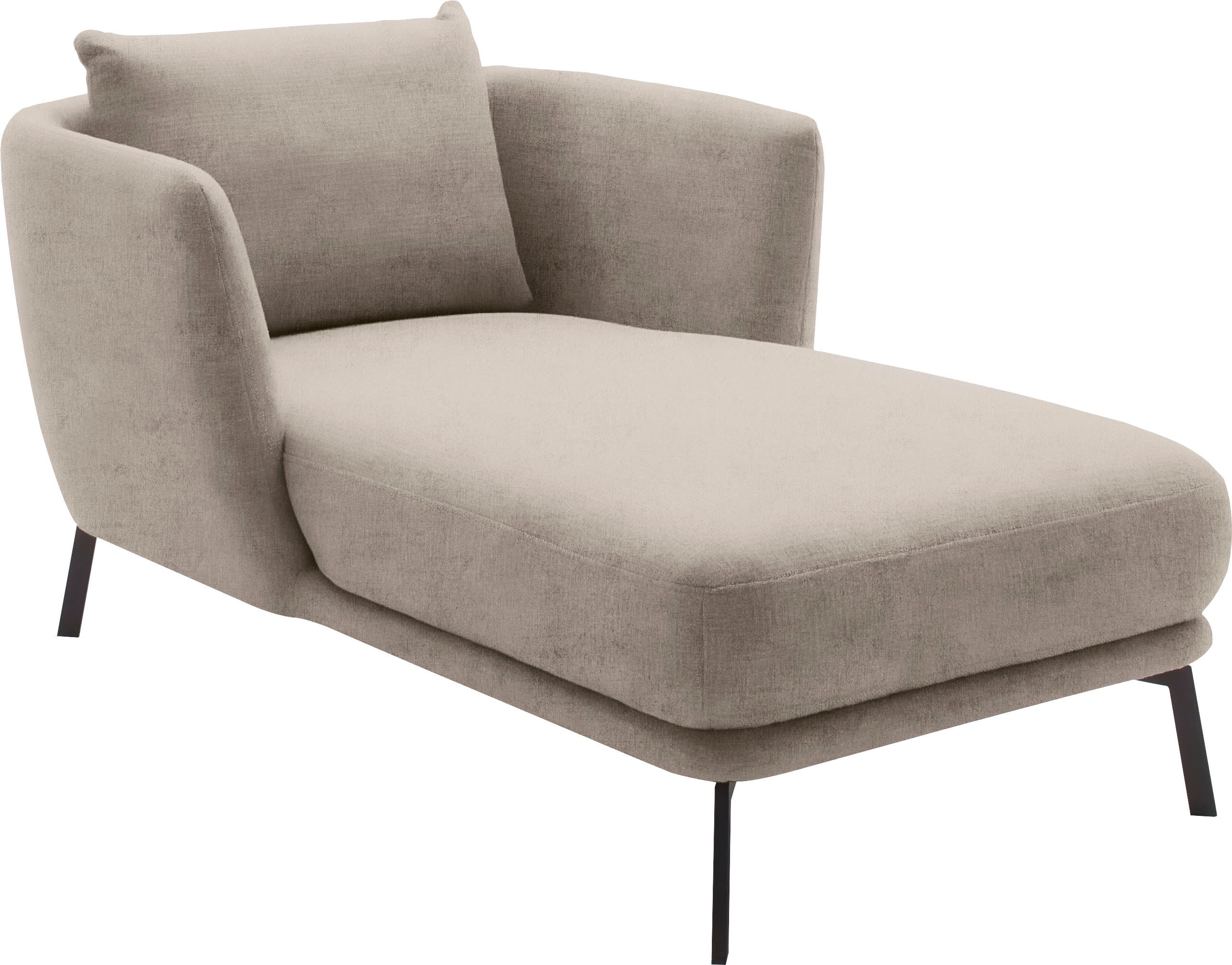 Chaiselongue "Pearl - 5 Jahre Hersteller-Garantie, auch in Bouclé", beige (sand), B:101cm H:71cm T:161cm, 100% Polyester, SCHÖNER WOHNEN-KOLLEKTION, Sofas, Chaiselongue, Maße (B/H/T): 101/71/161 cm, Füße aus Metall