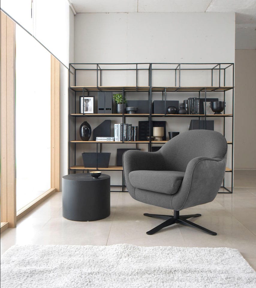 Drehsessel TRENDMANUFAKTUR "Mira, Loungesessel", grau (dunkelgrau, grau), B:83cm H:85cm T:80cm, 92% Polyester, 8% Nylon;100% Polyester, Sessel, in zeitlosem, modernen Stil mit praktischer Drehfunktion