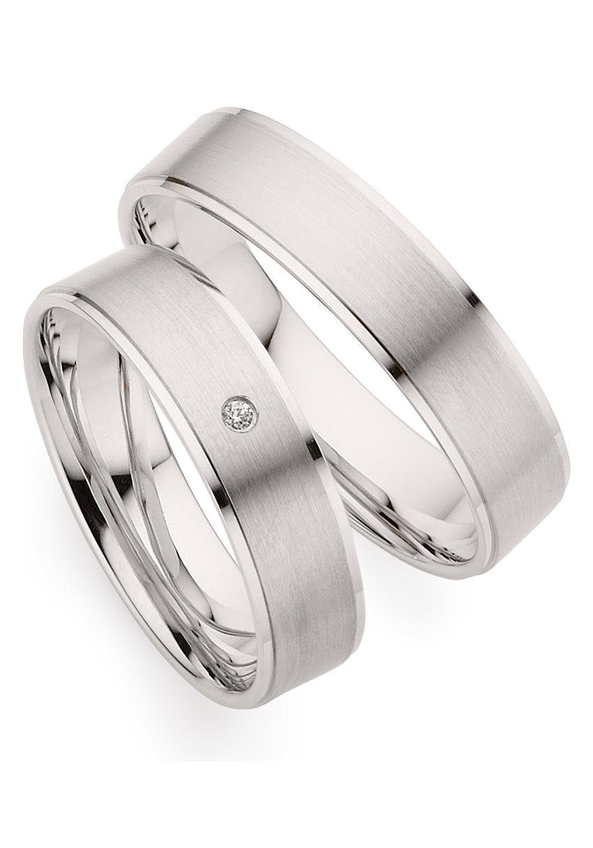 Trauring PHÖNIX "Schmuck Geschenk Gold 333 Trauring Ehering LIEBE versch. Varianten" Gr. 69, weiß (weißgoldfarben), Fingerringe, 69, ohne Brillant, Weißgold 333, 5mm, Made in Germany, wahlweise mit oder ohne Brillant Image