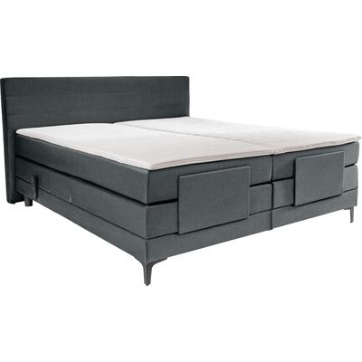Boxspringbett ALINA "Powell", grau (dunkelgrau gcp 129), B:192cm L:212cm, Chenille GCP (100% Polyester), Komplettbetten, Boxspringbett, inkl. Motor, Matratze und Topper, in unterschiedlichen Ausführungen Image