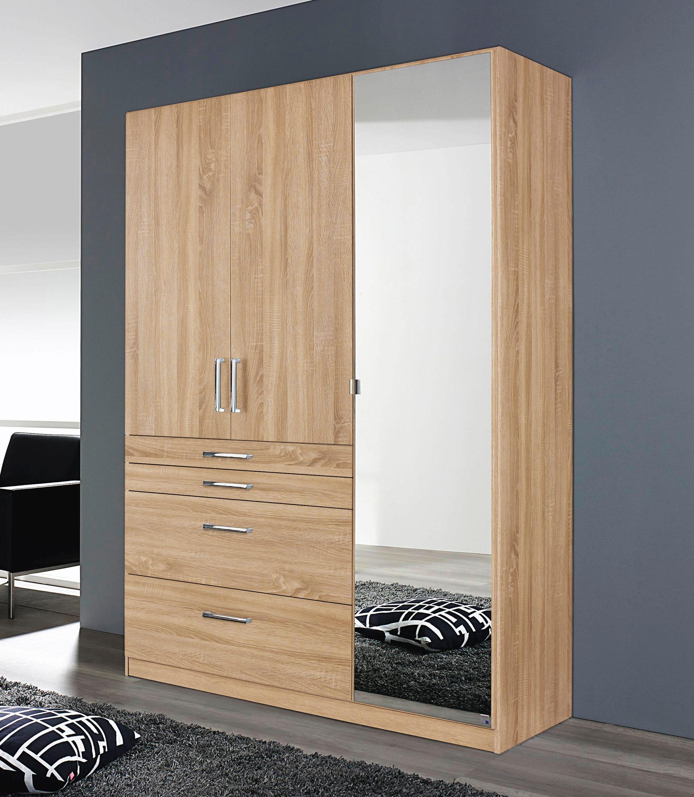 Kleiderschrank RAUCH "Harburg Bestseller im Schlafzimmer", braun (struktureichefarben hell), B:136cm H:197cm T:54cm, Schränke, Kleiderschrank, Schlafzimmerschrank Schrank Garderobe mit Spiegel
