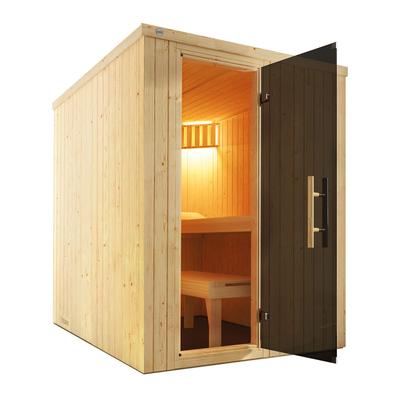 Sauna WEKA "Elementsauna KAARINA 1", beige (natur), Bio-Ofen, externe Steuerung, 4,5 kW, Saunen, platzsparende Nischensauna, moderne Ganzglastür Image