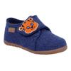 Hausschuh RICHTER "Filzi WMS: Mittel", Kinder, Gr. 24, blau, Filz, animal-print, bestickt, casual, Schuhe, Hüttenschuh, Klettschuh mit WMS, Größenschablone zum Download